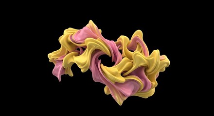 Abstract Swirling Forms in Pink and Yellow.