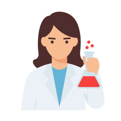Obraz premium Scientist holding a flask, chemical experiment, laboratory, research, and scientific study