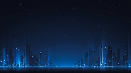 Night lights, a city of modern business and smart digital innovation with a network of interconnected rewards over the cityscape of the future smart wireless digital city and social media network