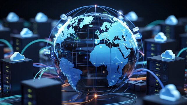 Global cloud computing and server network infrastructure