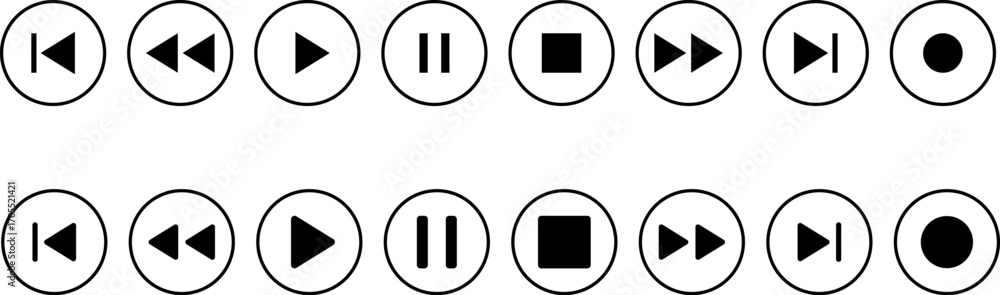 Poster icon media music player. player interface icons . modern vector design for mobile apps . multimedia 