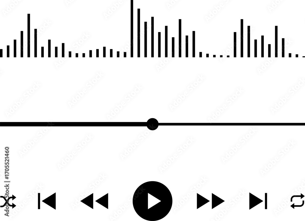 Poster icon media music player. player interface icons . modern vector design for mobile apps . multimedia 