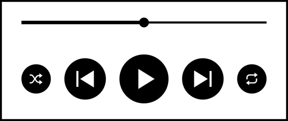 icon media music player. Player Interface Icons . Modern Vector Design for Mobile Apps . Multimedia UI navigation buttons