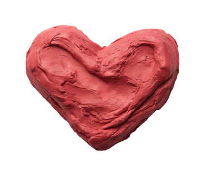 Creative red heart sculpture digital, isolated on transparent background, png