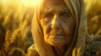 Elderly woman field portrait