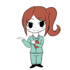 書類を持っている作業員の女の子