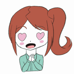 ハート目の作業員の女の子