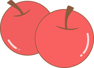 Autumn Fruit Illustration - Sliced Apple 사과