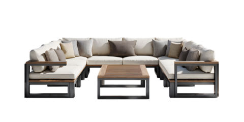Modern u shaped outdoor sectional sofa with coffee table