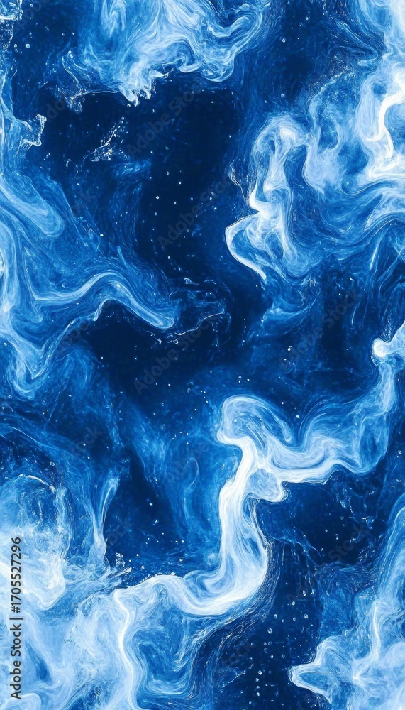 Poster stunning blue and white abstract pattern with swirling designs for a dynamic visual experience