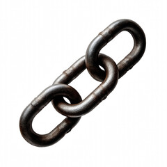 Obraz premium Single chain link isolated on a black background symbolizing connection and strength with a professional depth of field focus isolate on transparent background