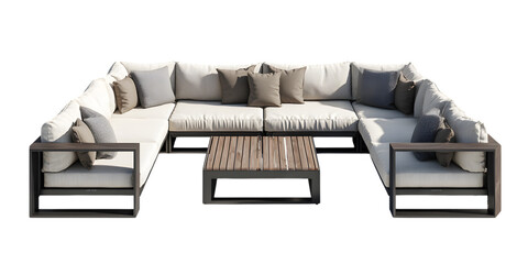 Modern u shaped outdoor sectional sofa with coffee table