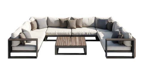 Modern u shaped outdoor sectional sofa with coffee table