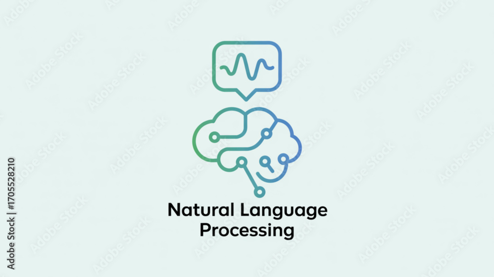 Aufkleber natural language processing brain icon, representing artificial intelligence and machine learning te