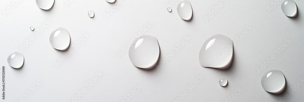 Poster close-up of water droplets on a smooth surface, creating a refreshing and minimalist visual effect