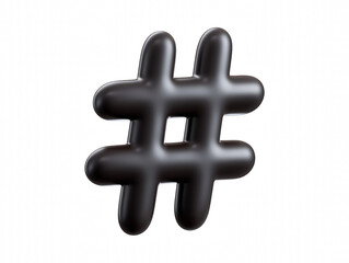 Obraz premium Large hashtag symbol displaying in a clean white background representing social media trends and digital communication in modern society isolate on transparent background
