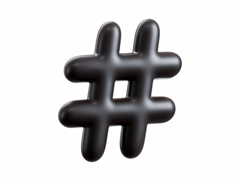 Large hashtag symbol displaying in a clean white background representing social media trends and digital communication in modern society isolate on transparent background - Powered by Adobe