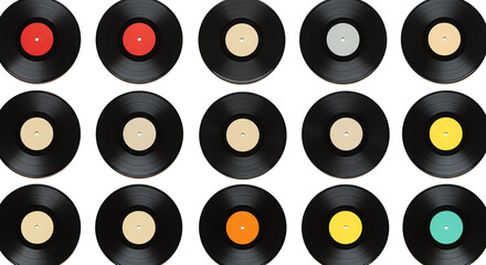 black vinyl records wall