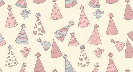 Cute pastel party hat seamless pattern background