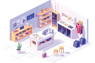 Obraz premium shop interior isometric goods isolated