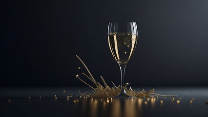 champagne glasses on black background