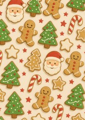 Festive gingerbread Christmas wallpaper.