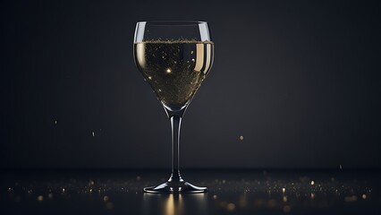 champagne glass on black background