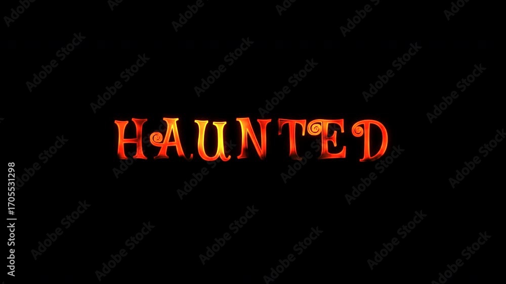 Poster haunted fire text animation with transparent background alpha channel prores 4444