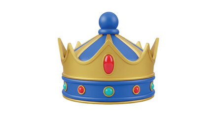 Golden Crown With Blue And Red Jewels.