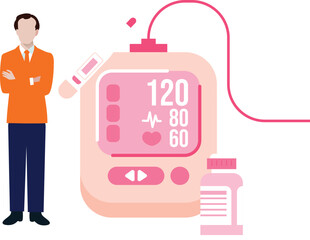 Boy standing with heart readings