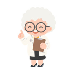 Old woman Doctor with Clipboard Illustration