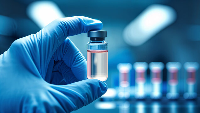 Medical worker filling syringe with vaccine booster for healthcare concept