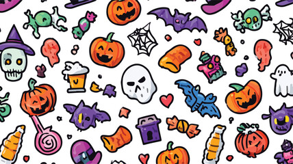 Vibrant Halloween Icons Playfully Arranged for Festive Designs