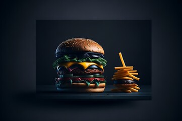 Commercial banner for fast food hamburger