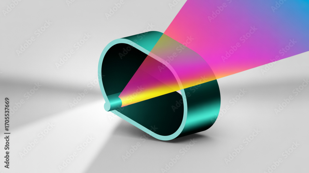 Aufkleber Abstract 3d rendering of a modern design object with light beam