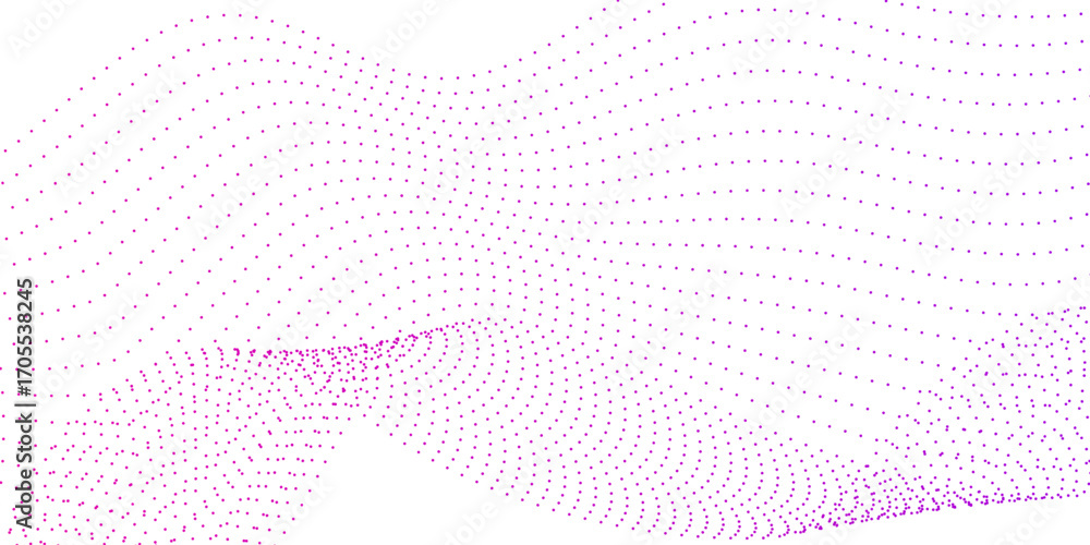 Poster abstract technology particles gradient flowing dynamic wave doted and halftone lines background. dot