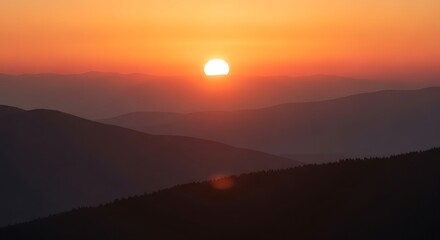 Sunrise Over Misty Mountains.