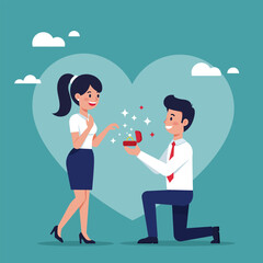 Vector illustration a man is proposing to his girlfriend