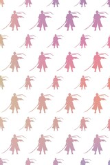 Silhouette, Silhouette of a Male Fighter Holding a Sword, Fabric Pattern, Print, Art, Cover, Print, Wallpaper, Carpet Pattern, Product Pattern