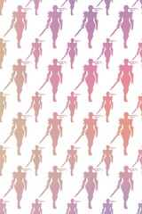 Silhouette, Silhouette of a female fighter holding a sword, Fabric pattern, Print, Art, Cover, Print, Wallpaper, Carpet pattern, Product pattern