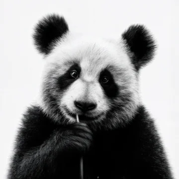 High Contrast Panda Silhouette with Bamboo Pattern