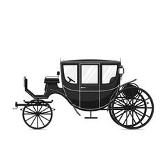 Fototapeta premium Black Silhouette Vintage Horse Carriage Vector Illustration