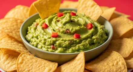 Delicious Guacamole with Tortilla Chips.