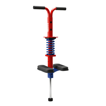 Pogo Stick Red and Blue Spring Toy Kids Outdoor Activity Equipment on transparent background