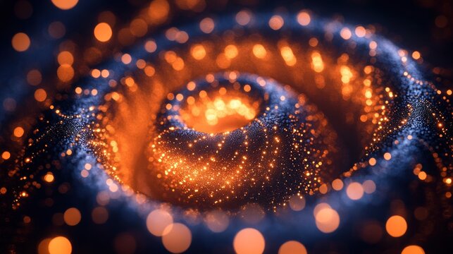 Abstract swirling vortex of light and particles - Powered by Adobe