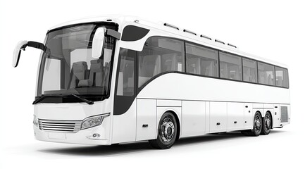 Full shot of a white coach bus