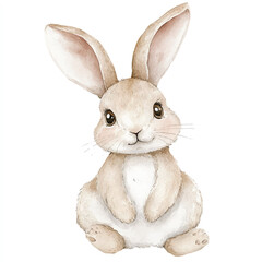 Adorable watercolor illustration of a cute baby rabbit.