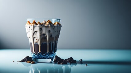 A glass of Cold coffee with chocolate and ice cream in it 