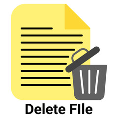Delete File Icon Flat Color Style