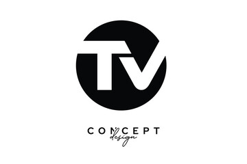 TV Creative Negative Space Circle Monogram Logo Design